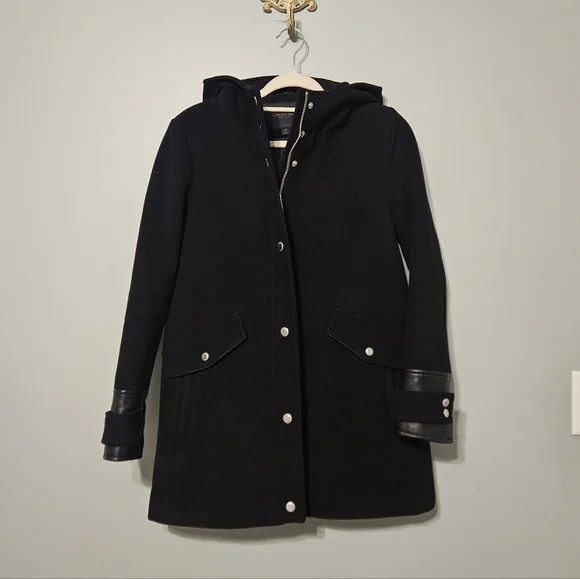 Marc New York Black Hooded Pea Coat - Picture 2 of 8
